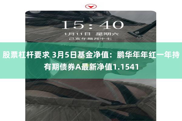 股票杠杆要求 3月5日基金净值：鹏华年年红一年持有期债券A最新净值1.1541